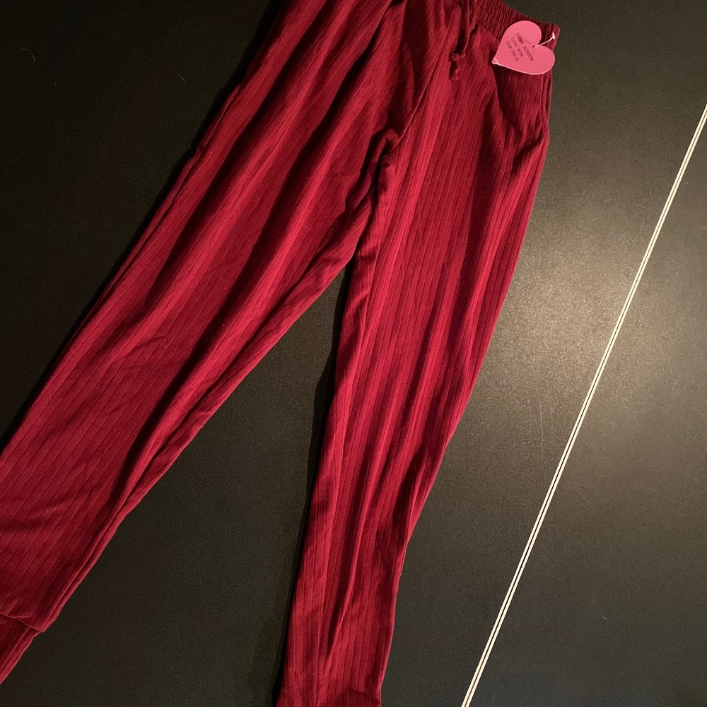 Maroon girls ribbed joggers